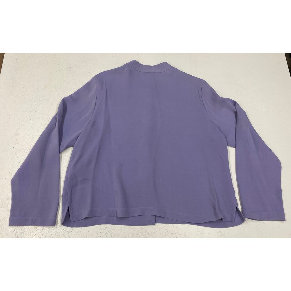 VTG Eileen Fisher 100% silk lavender 2-piece button jacket coat skirt set suit L - Picture 3 of 7